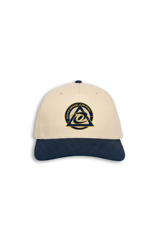 Royce Gracie embroidered sand hat front with navy and yellow logo