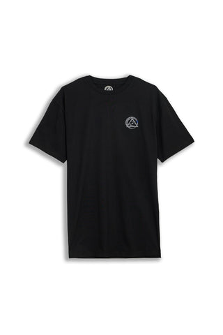Royce Gracie Patch Tee black t-shirt front view with embroidered Academy chest patch