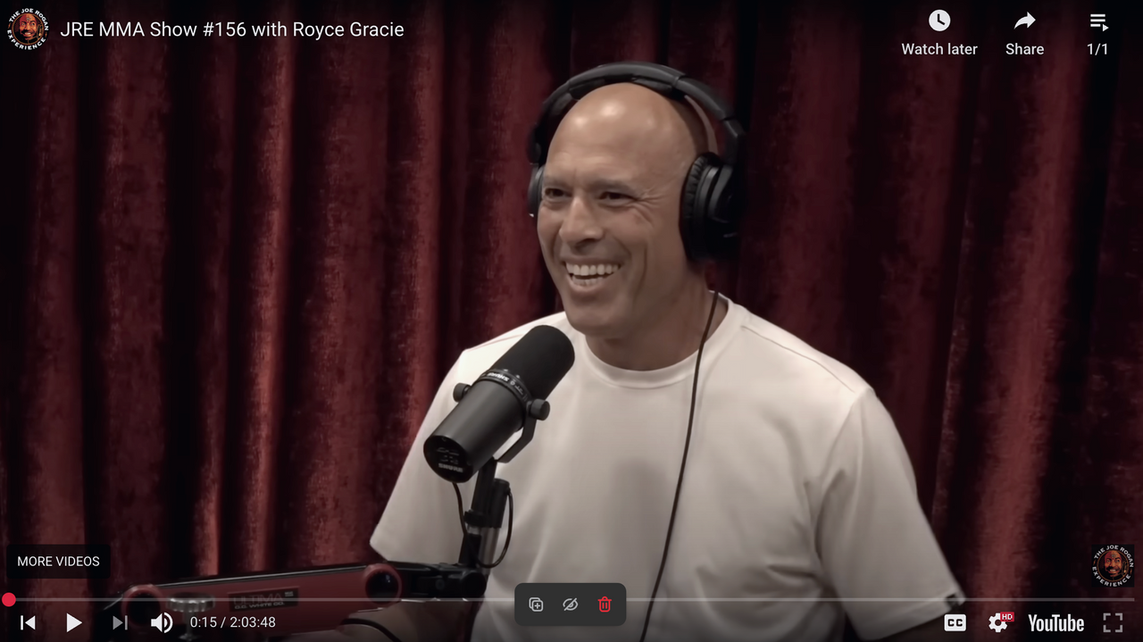 Royce Gracie on Joe Rogan Experience podcast episode 156